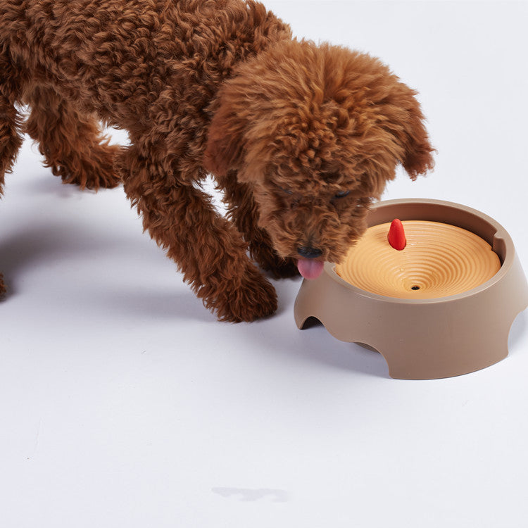 KFX-6036285 Beige Plastic Pet Drinking Bowl for Cats and Dogs - No Wet Mouth Design
