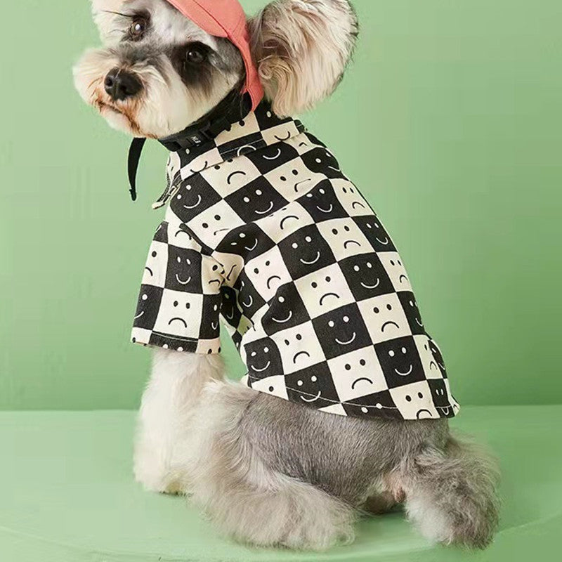 KFX-6036669 Checked Denim Shirt for Pets - Caramel, Black & White - Sizes S to XXL