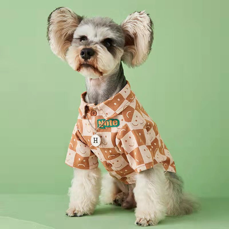 KFX-6036669 Checked Denim Shirt for Pets - Caramel, Black & White - Sizes S to XXL