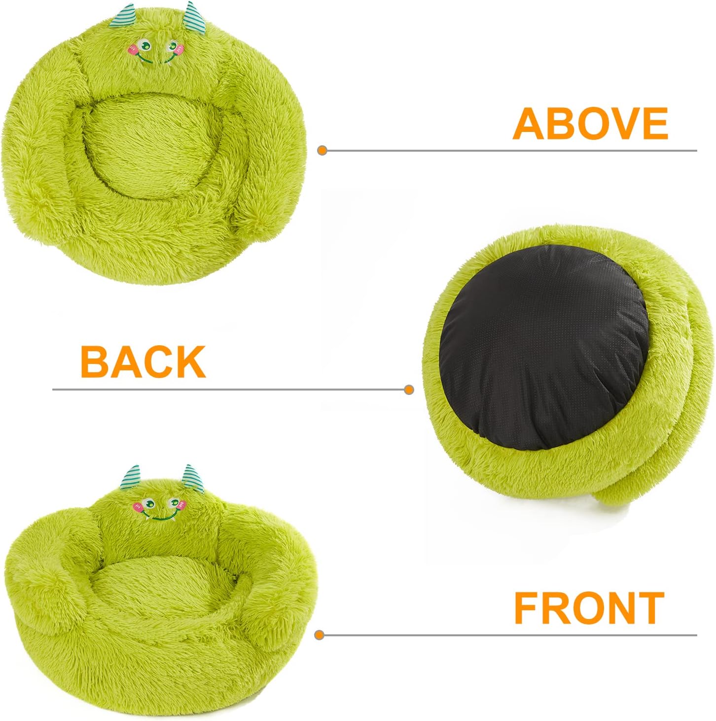 KFX-6037565 Cozy Plush High Bolster Donut Bed for Small Dogs and Cats - Anti-Slip Design, Perfect for Relaxation and Comfort