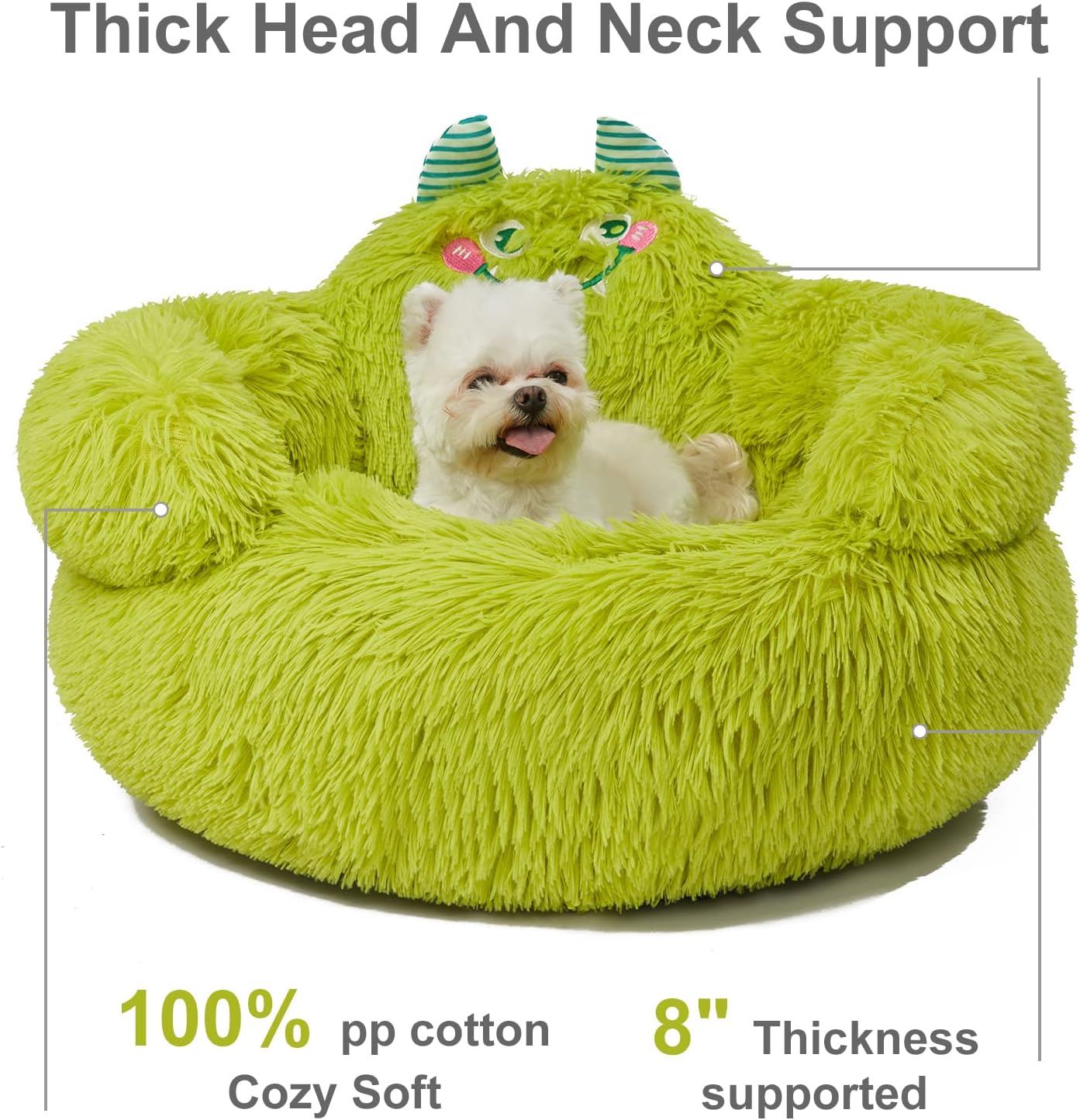 KFX-6037565 Cozy Plush High Bolster Donut Bed for Small Dogs and Cats - Anti-Slip Design, Perfect for Relaxation and Comfort