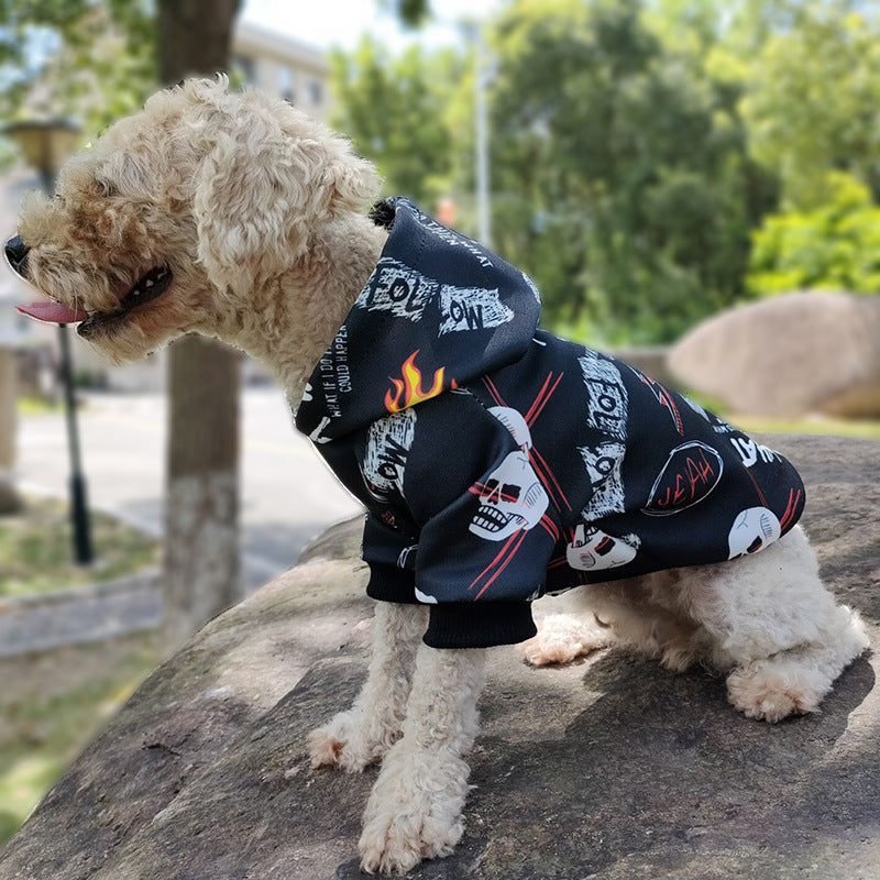 KFX-6038461 Camouflage Dog Hoodie with Skull Design - Casual Acrylic Pet Outfit in Multiple Sizes