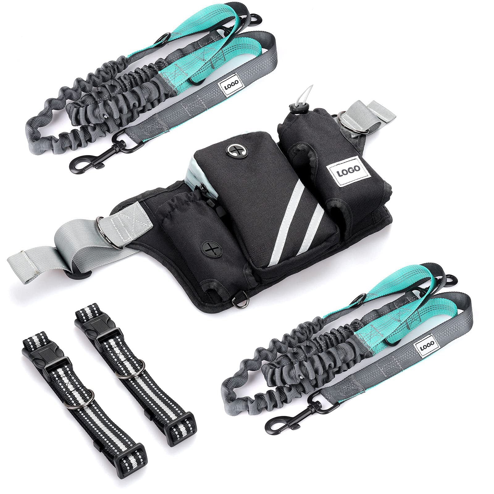 KFX-6039869 Waterproof Outdoor Pet Training Waist Bag with Adjustable Leash and Collar Set