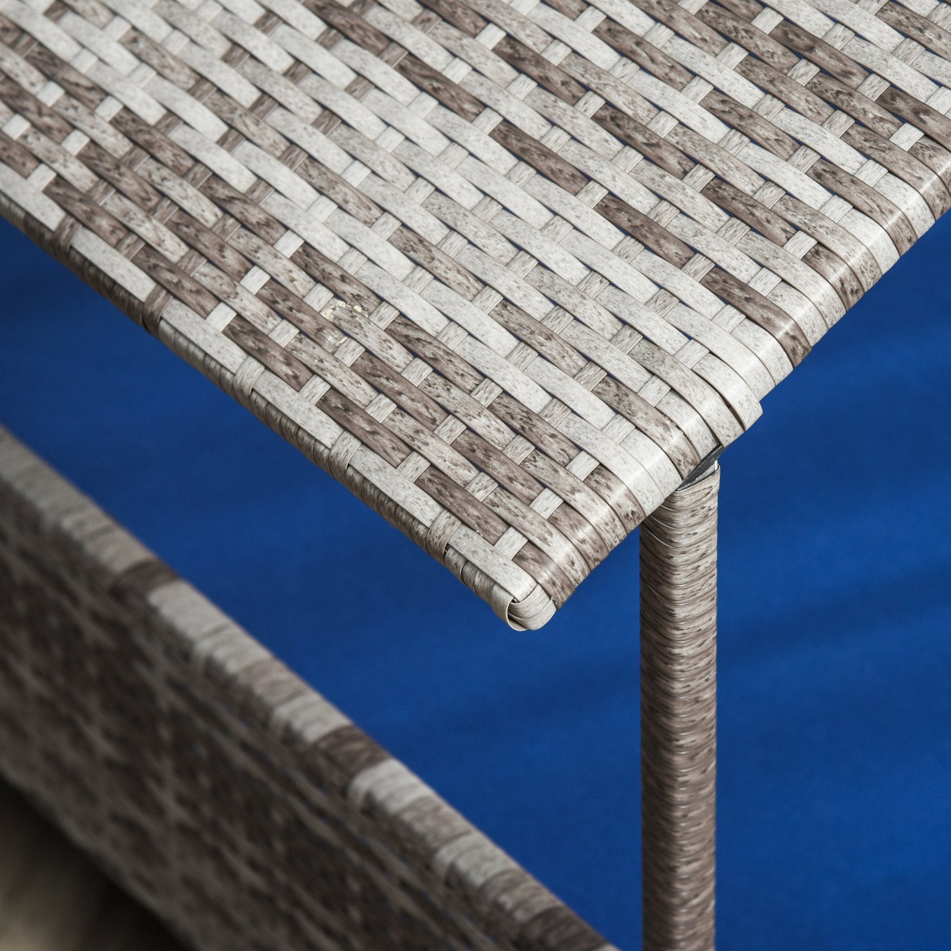 KFX-6044477 Indoor/Outdoor Rattan Pet House with Water-Resistant Cushions and Elevated Design, Dark Blue