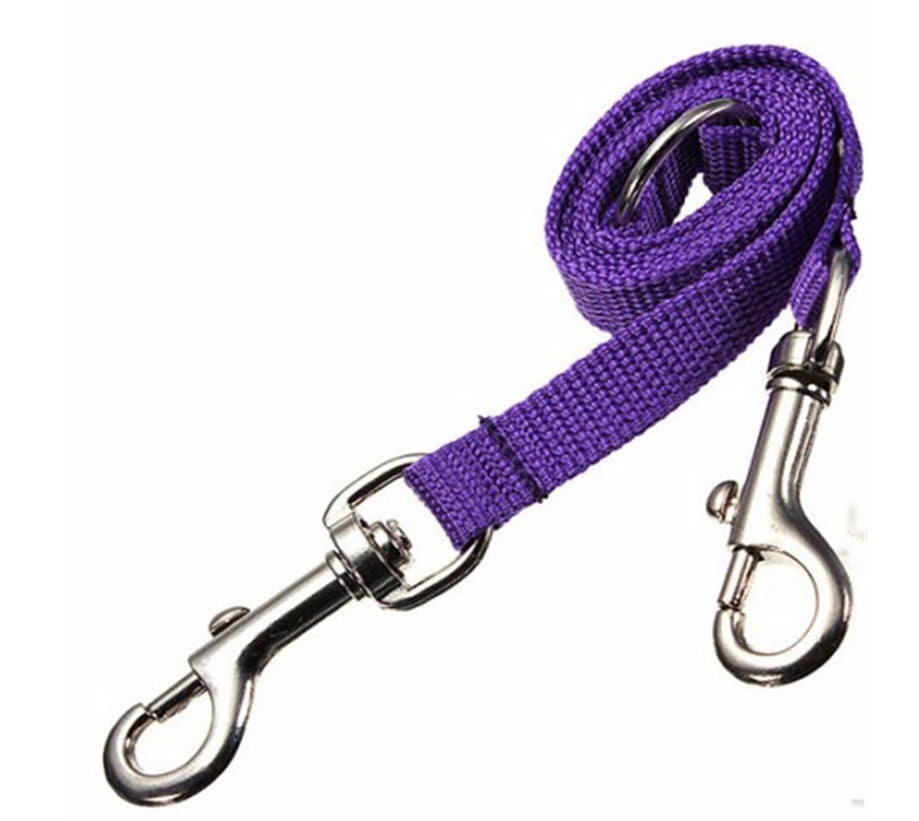 KFX-6045629 Double Dog Walking Leash Coupler - Nylon, Adjustable Lengths in Purple, Red, Blue, Black