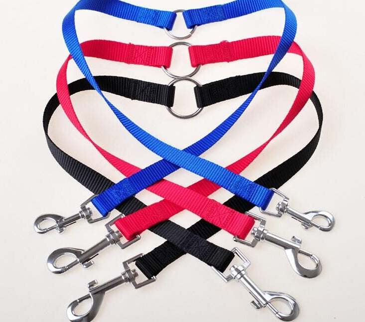 KFX-6045629 Double Dog Walking Leash Coupler - Nylon, Adjustable Lengths in Purple, Red, Blue, Black