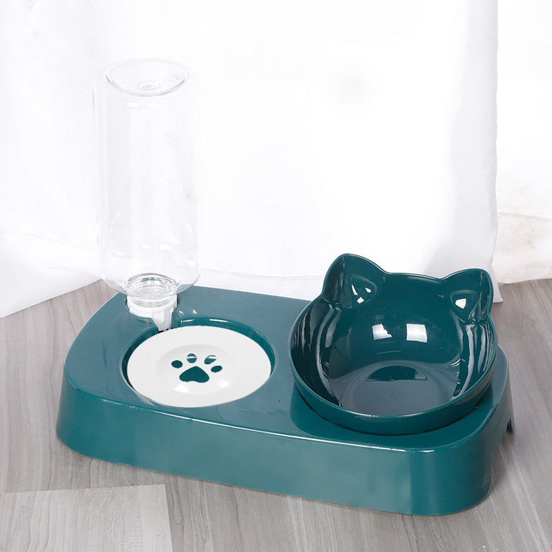 KFX-6046013 Floating Double Cat Bowl with Kettle - Non-Slip Design, Available in Blue, Pink, Green