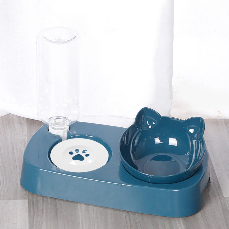 KFX-6046013 Floating Double Cat Bowl with Kettle - Non-Slip Design, Available in Blue, Pink, Green