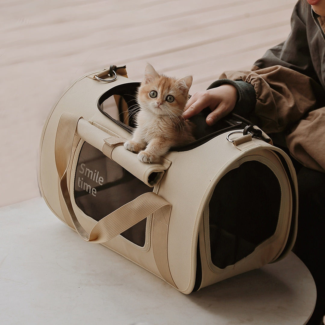 KFX-6048061 Lightweight Portable Pet Diaper Bag Crossbody for Cats in Khaki and Pink Options