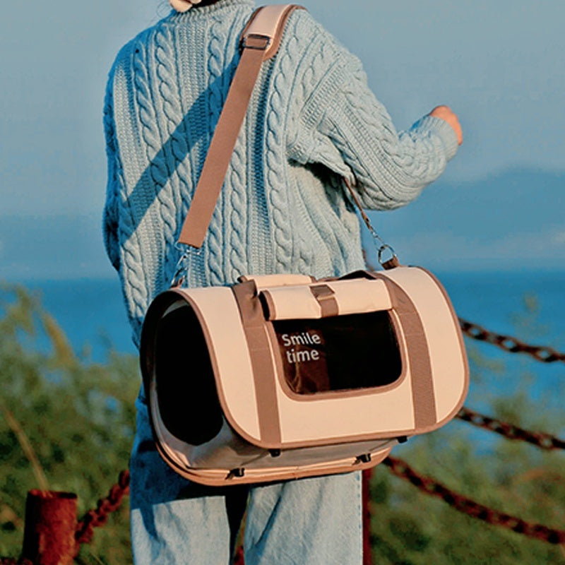 KFX-6048061 Lightweight Portable Pet Diaper Bag Crossbody for Cats in Khaki and Pink Options