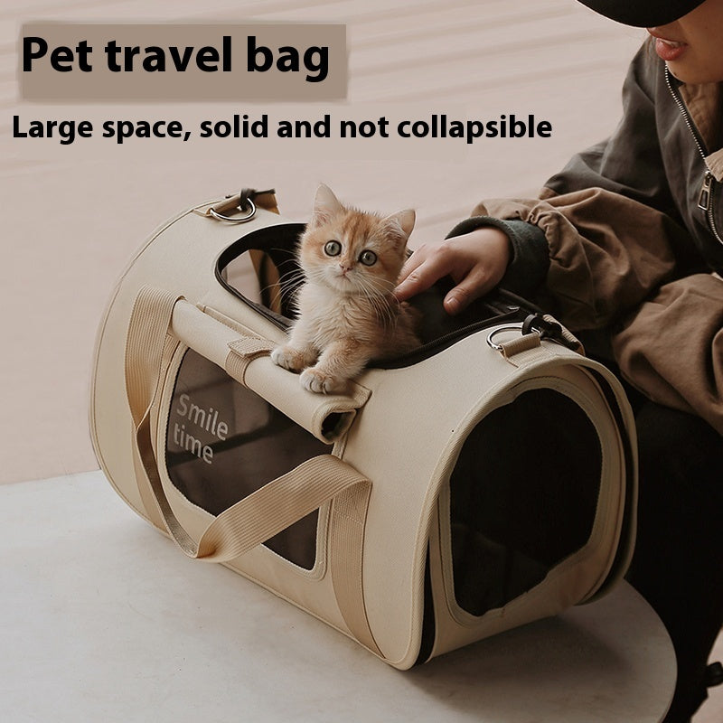 KFX-6048061 Lightweight Portable Pet Diaper Bag Crossbody for Cats in Khaki and Pink Options