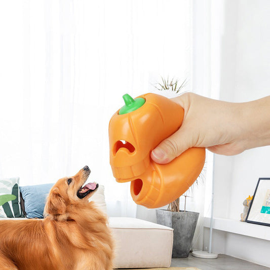 KFX-6049085 Halloween Pumpkin Dog Chew Toy – Interactive Treat Dispensing Puzzle for All Breeds – Durable Thermoplastic Rubber Design