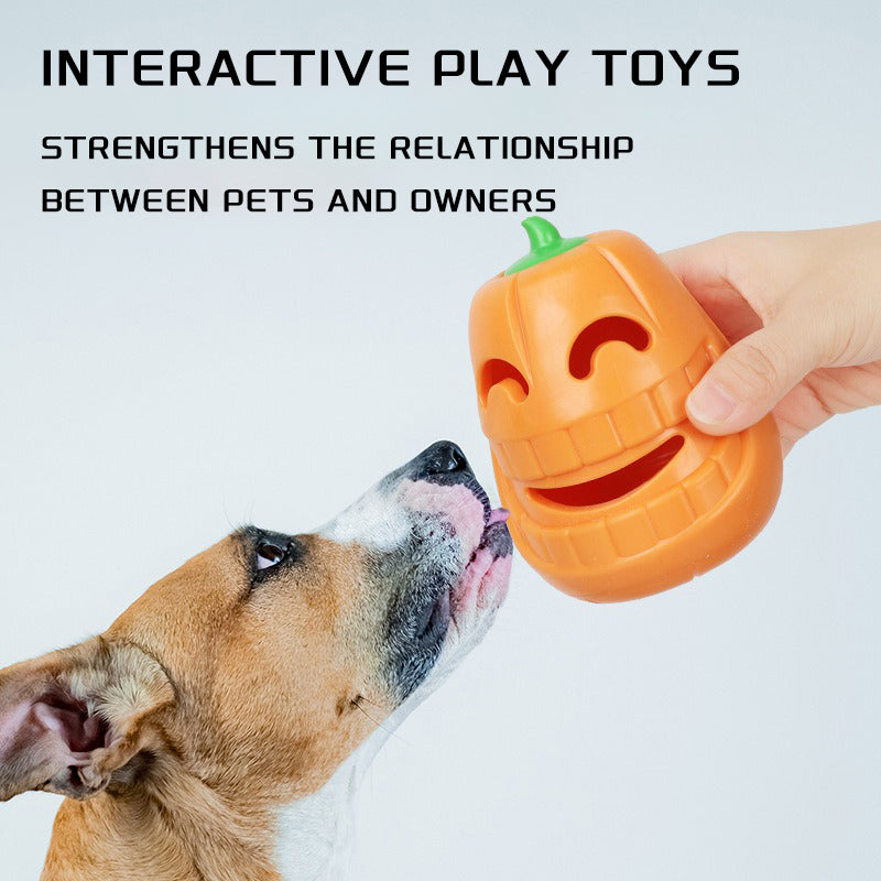 KFX-6049085 Halloween Pumpkin Dog Chew Toy – Interactive Treat Dispensing Puzzle for All Breeds – Durable Thermoplastic Rubber Design