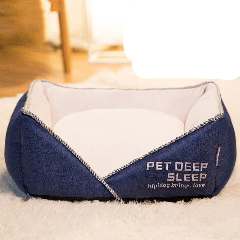 KFX-6049853 Embroidered Square Nest Cat Litter Mat with Beveled Edges and High Elastic Filling
