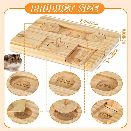 KFX-6051773 Wooden Hamster Feeder and Snack Dispenser for Small Pets
