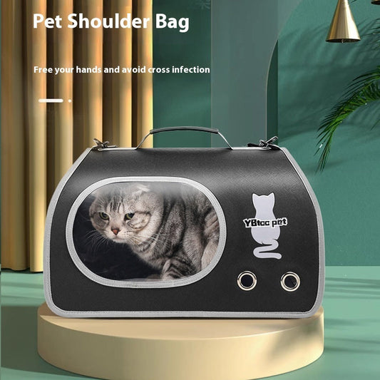 KFX-6053821 Large Capacity Portable Cat Shoulder Bag in Black, White, or Brown