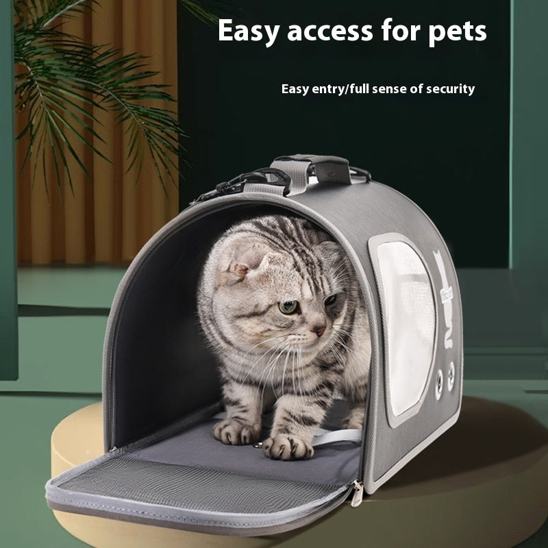 KFX-6053821 Large Capacity Portable Cat Shoulder Bag in Black, White, or Brown