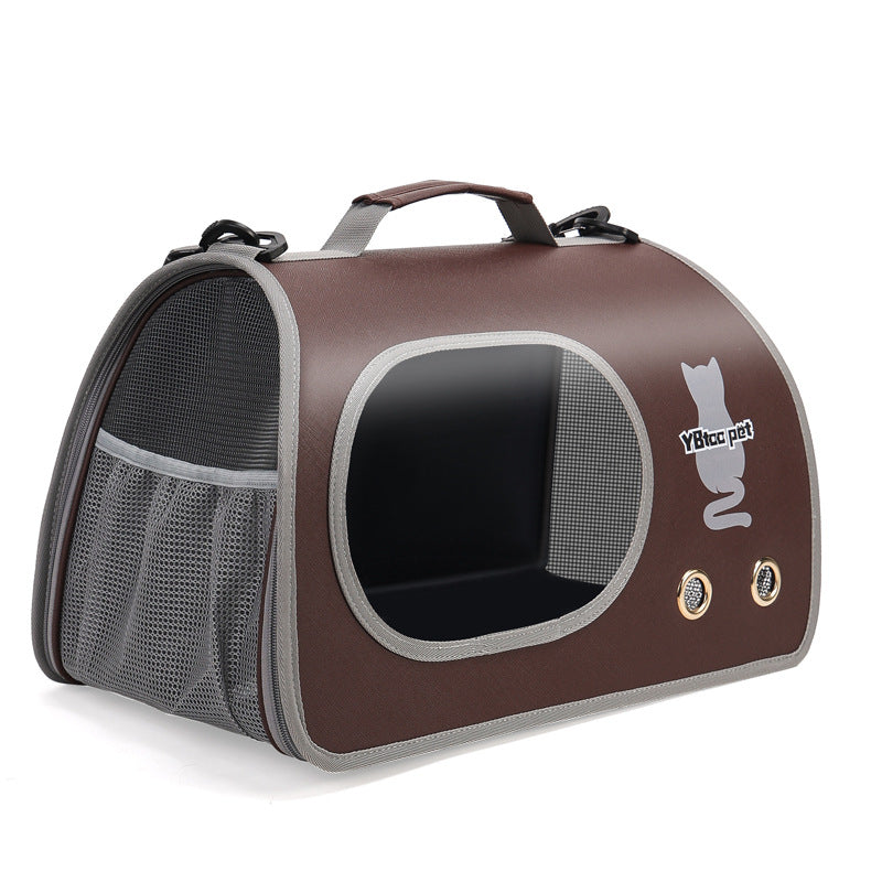 KFX-6053821 Large Capacity Portable Cat Shoulder Bag in Black, White, or Brown