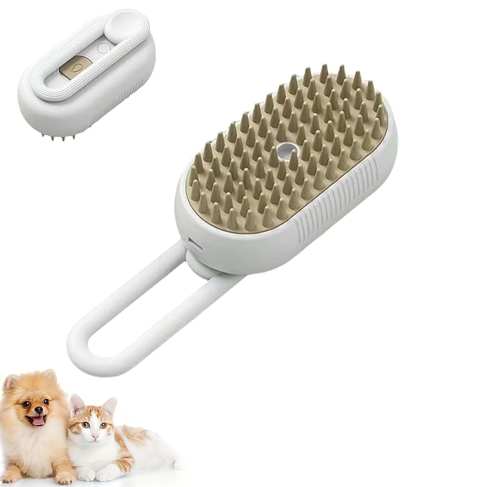 KFX-6054845 3-in-1 Cat Steam Brush with Foldable Handle for Shedding, Cleaning, and Massage – Suitable for Cats and Dogs