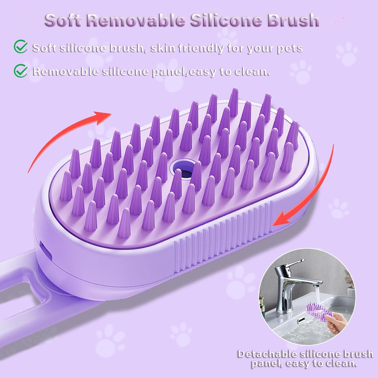 KFX-6054845 3-in-1 Cat Steam Brush with Foldable Handle for Shedding, Cleaning, and Massage – Suitable for Cats and Dogs