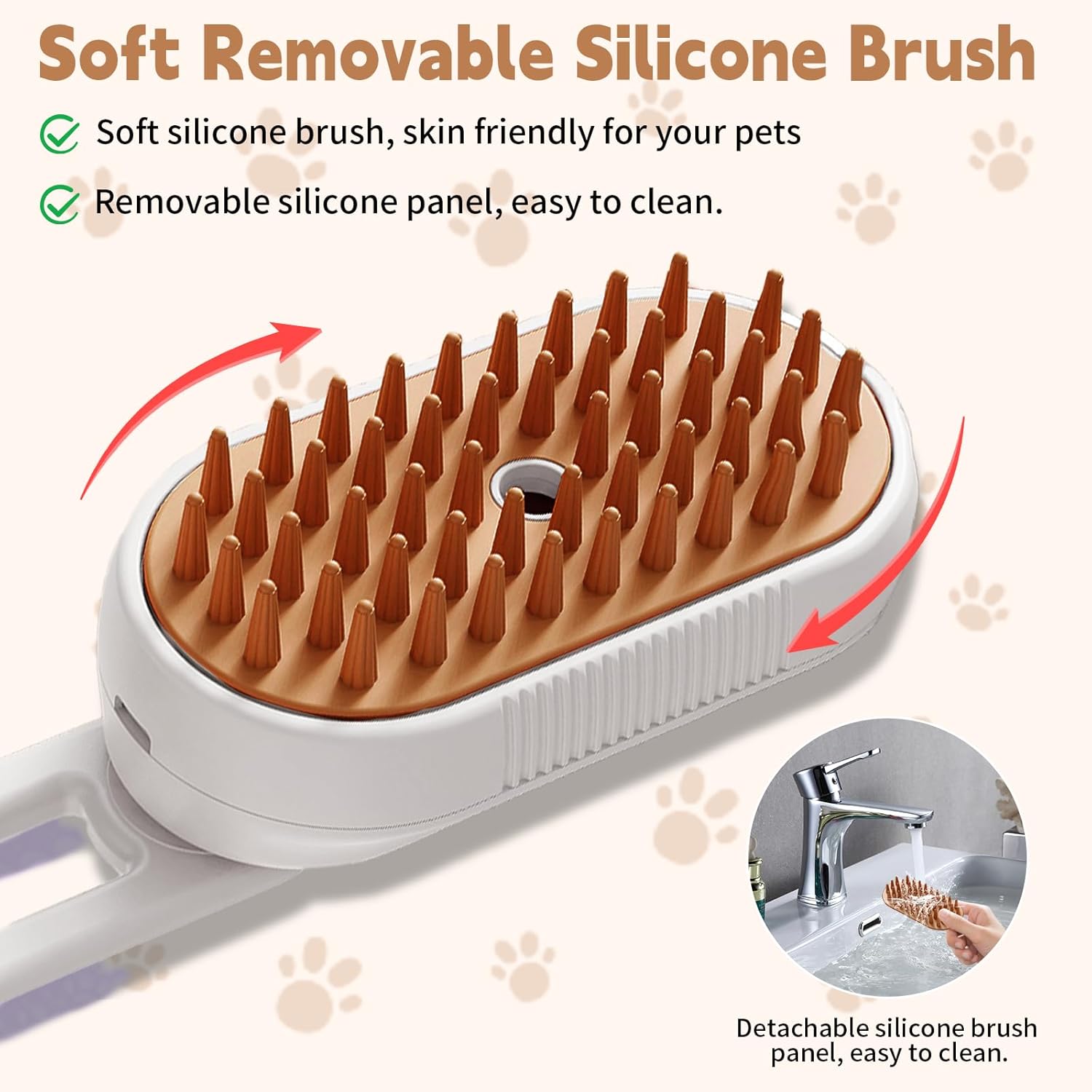 KFX-6054845 3-in-1 Cat Steam Brush with Foldable Handle for Shedding, Cleaning, and Massage – Suitable for Cats and Dogs