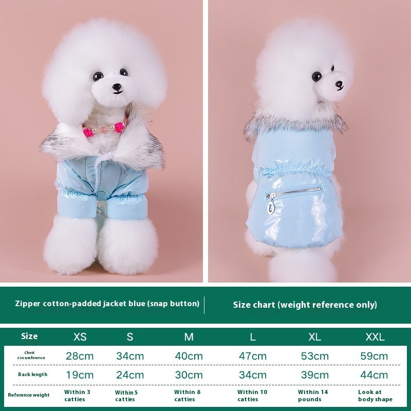 KFX-6055997 Warm Pet Down Jacket for Autumn and Winter – Available in Blue, Red, and Pink, Multiple Sizes