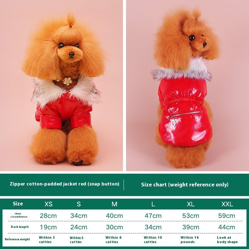 KFX-6055997 Warm Pet Down Jacket for Autumn and Winter – Available in Blue, Red, and Pink, Multiple Sizes