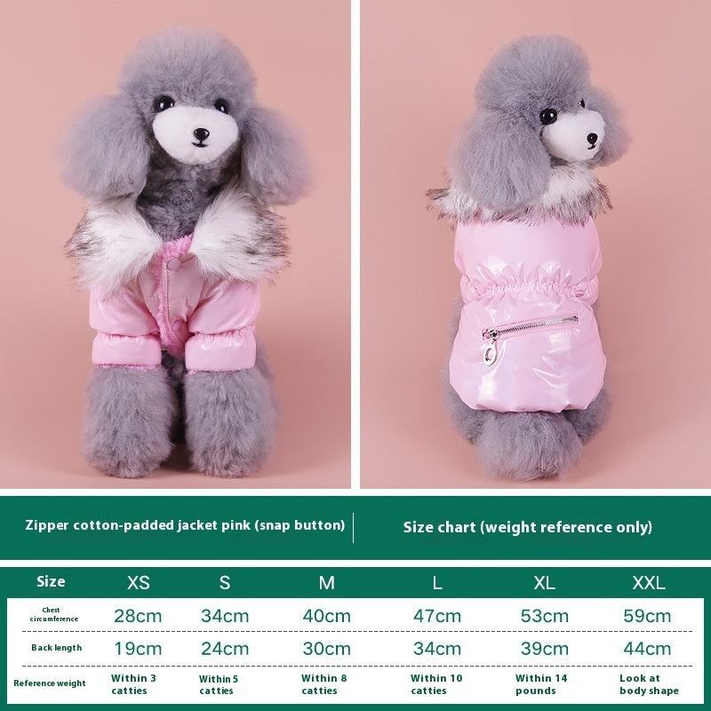 KFX-6055997 Warm Pet Down Jacket for Autumn and Winter – Available in Blue, Red, and Pink, Multiple Sizes