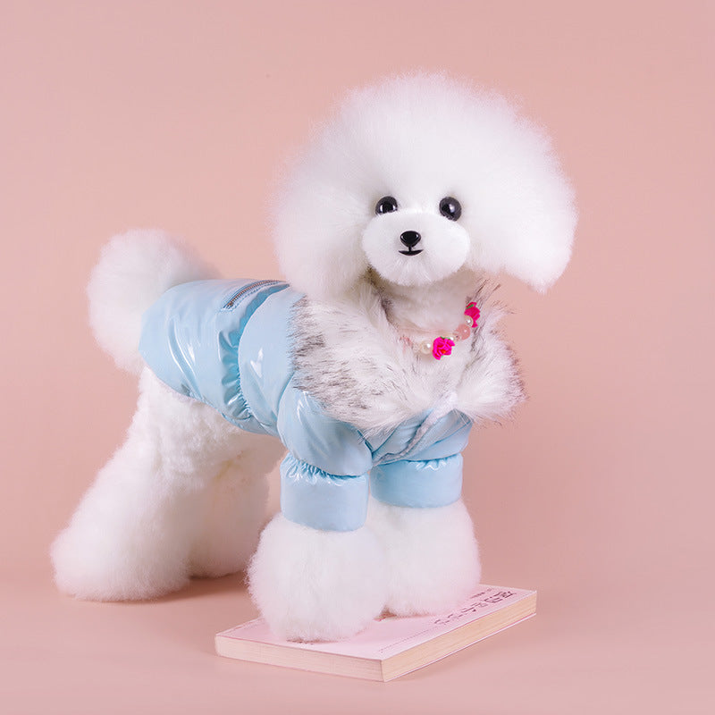 KFX-6055997 Warm Pet Down Jacket for Autumn and Winter – Available in Blue, Red, and Pink, Multiple Sizes