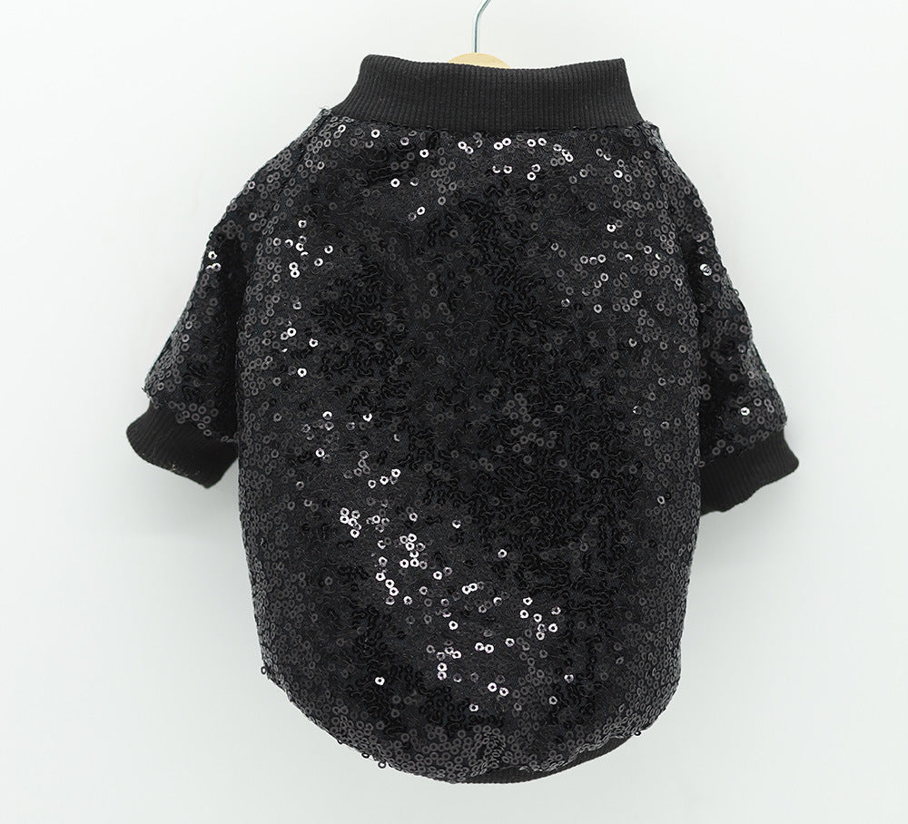 KFX-6056125 Sequin Patchwork Jacket for Pets - Summer Two-Legged Coat, Polyester Material