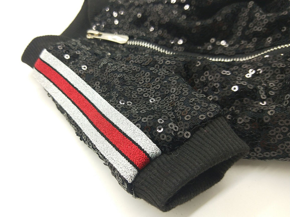 KFX-6056125 Sequin Patchwork Jacket for Pets - Summer Two-Legged Coat, Polyester Material