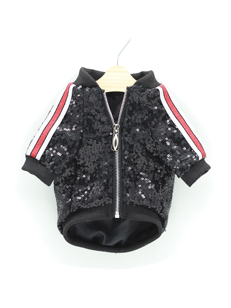 KFX-6056125 Sequin Patchwork Jacket for Pets - Summer Two-Legged Coat, Polyester Material