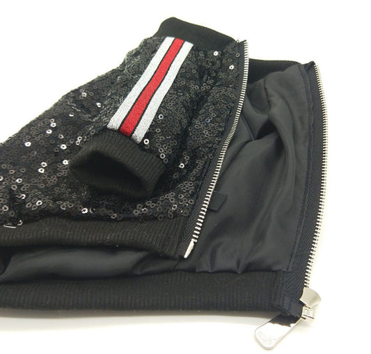 KFX-6056125 Sequin Patchwork Jacket for Pets - Summer Two-Legged Coat, Polyester Material