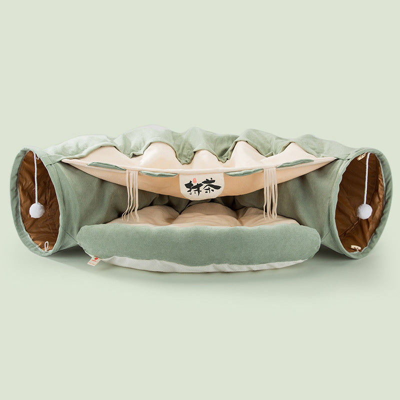KFX-6056637 Interactive Cat Tunnel with Dismantling and Washing Features - Available in Matcha, Coffee, Cherry Blossom, and Bar Designs