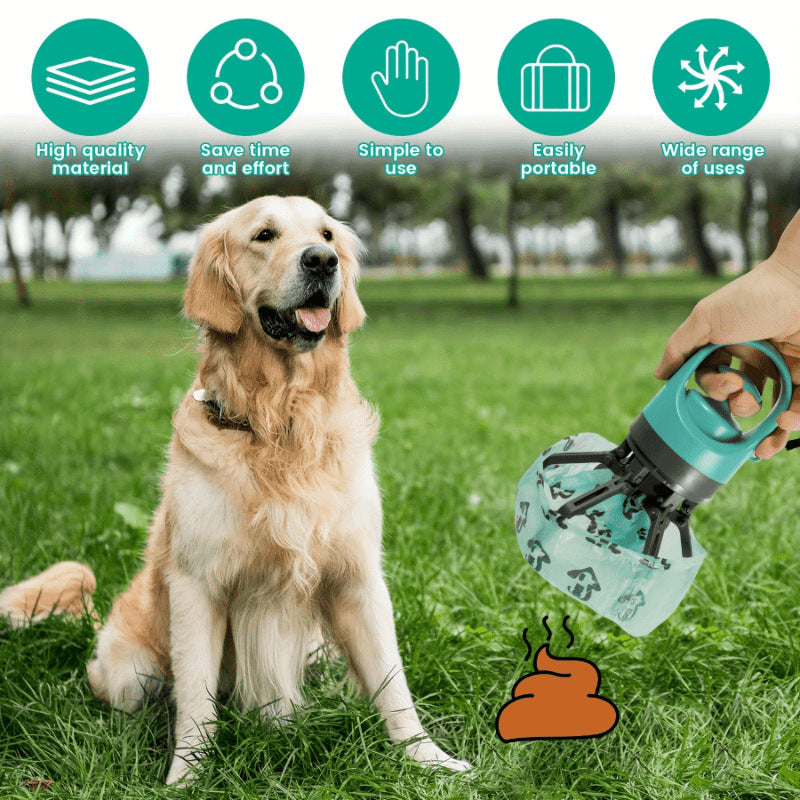 KFX-6057021 Blue Plastic Dog Pooper Scooper with Garbage Bag for Easy Cleanup
