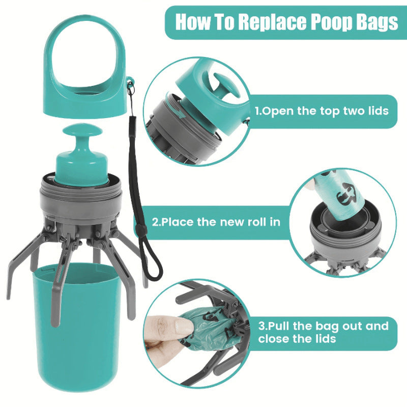 KFX-6057021 Blue Plastic Dog Pooper Scooper with Garbage Bag for Easy Cleanup