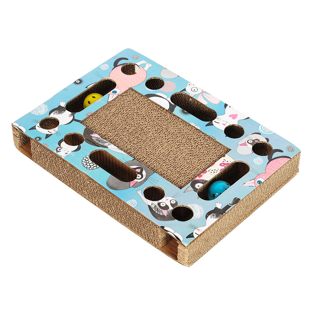 KFX-6057533 Hexagonal Corrugated Cat Scratcher with Combination Play Plate - Durable PP Resin, 38x33x6cm