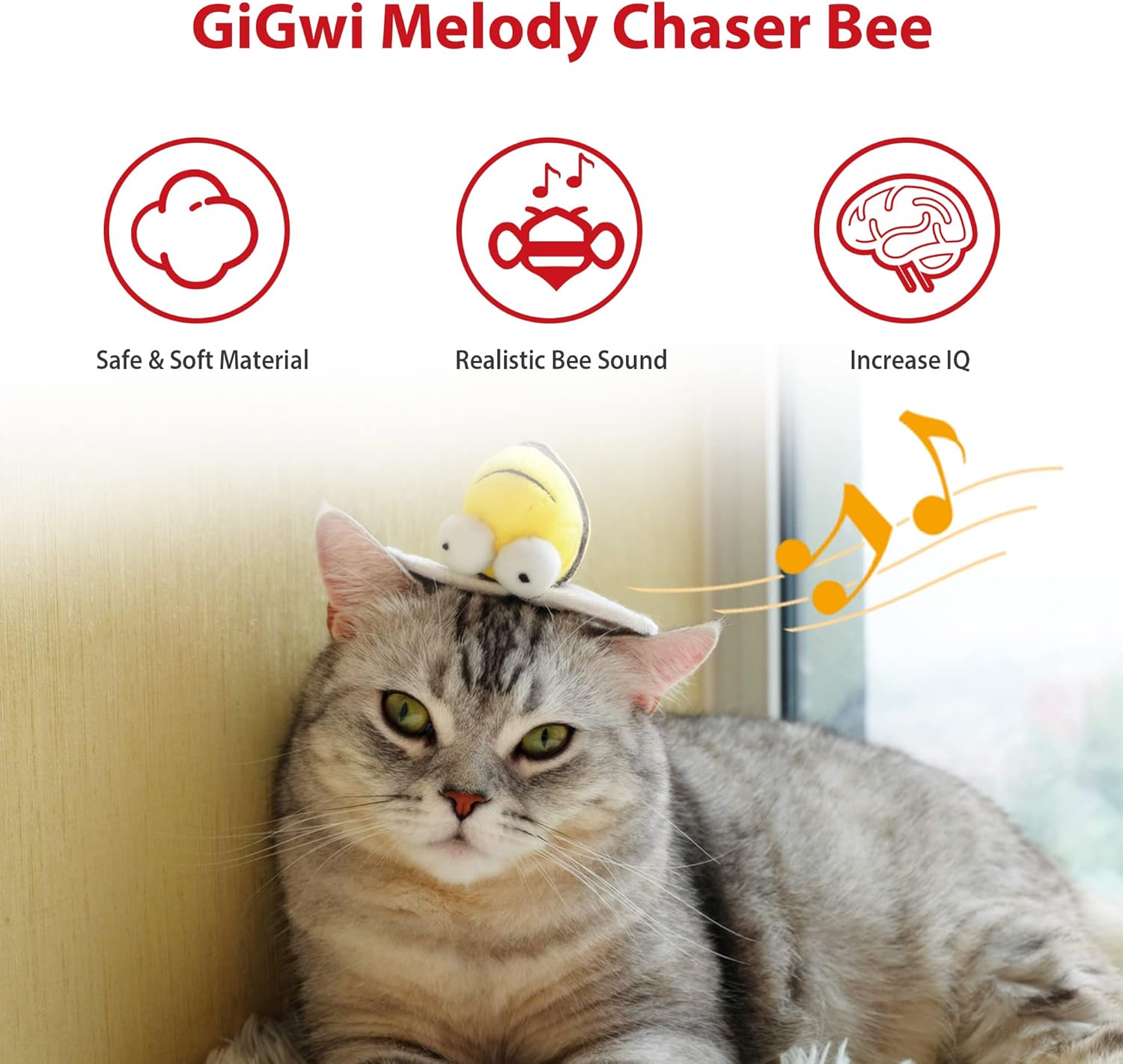 KFX-6058813 Interactive Squeaking Cat Toy in Bee Shape for Engaging Playtime and Boredom Relief