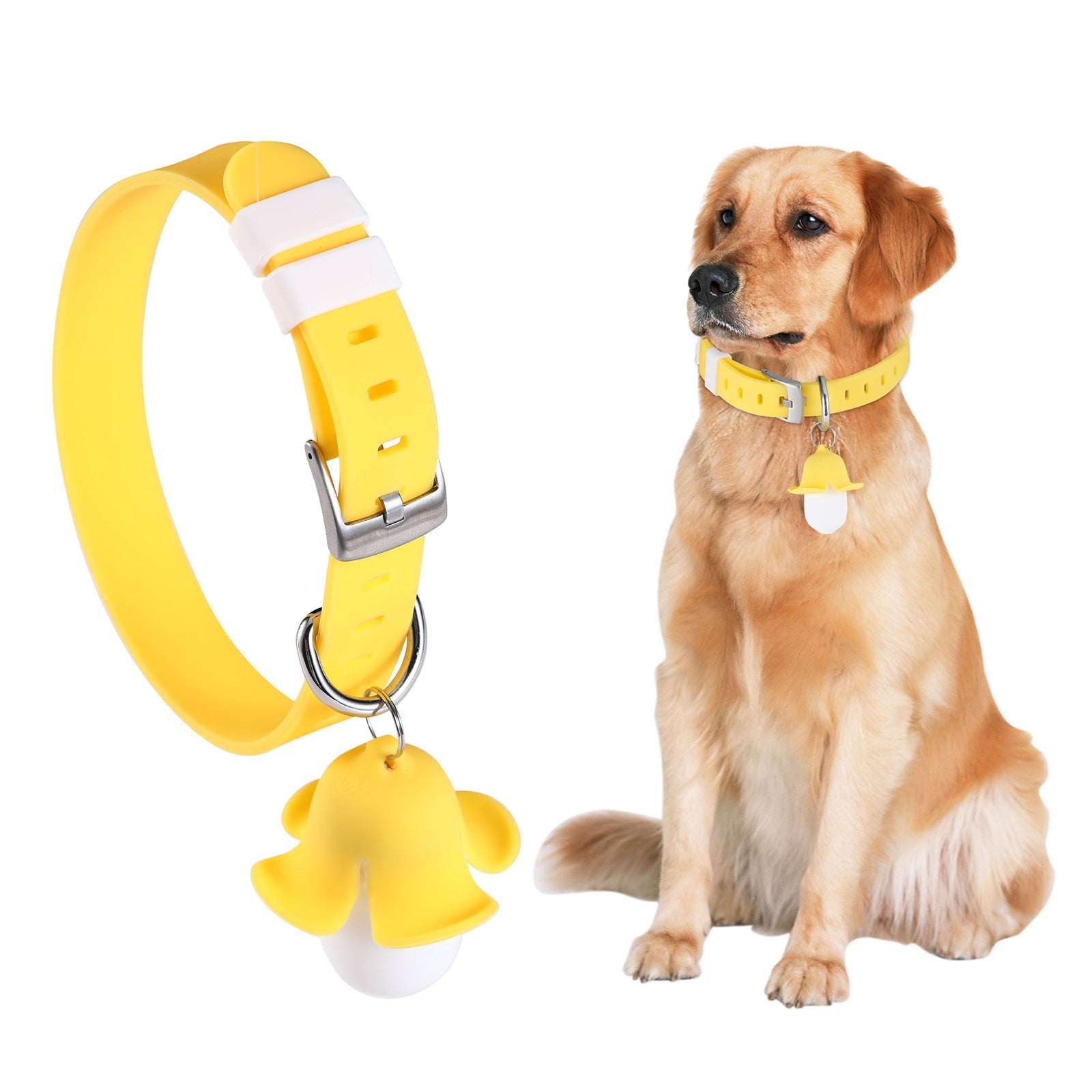KFX-6059325 Rechargeable Banana-Shaped LED Dog Collar Light with Sound – Silicone Pet Accessory