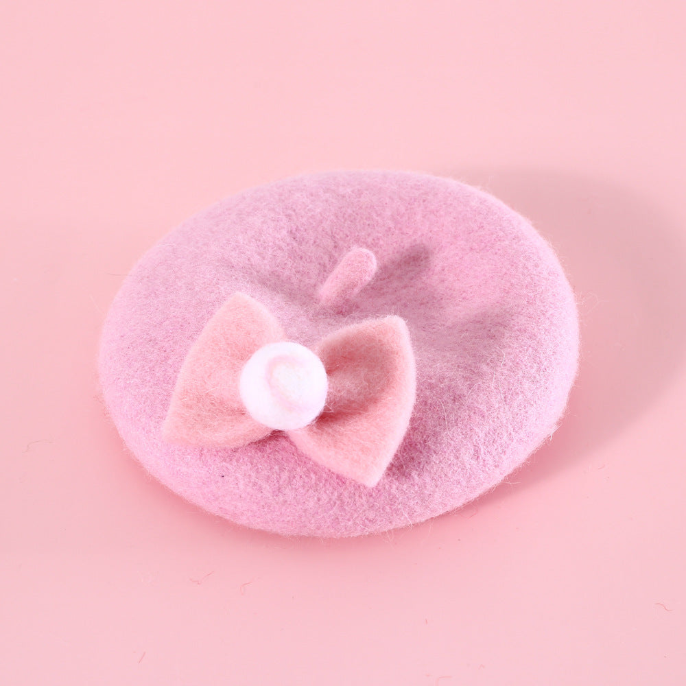KFX-6059581 Wool Hat for Cats in Red Cherry or Pink Cherry - Winter Wear