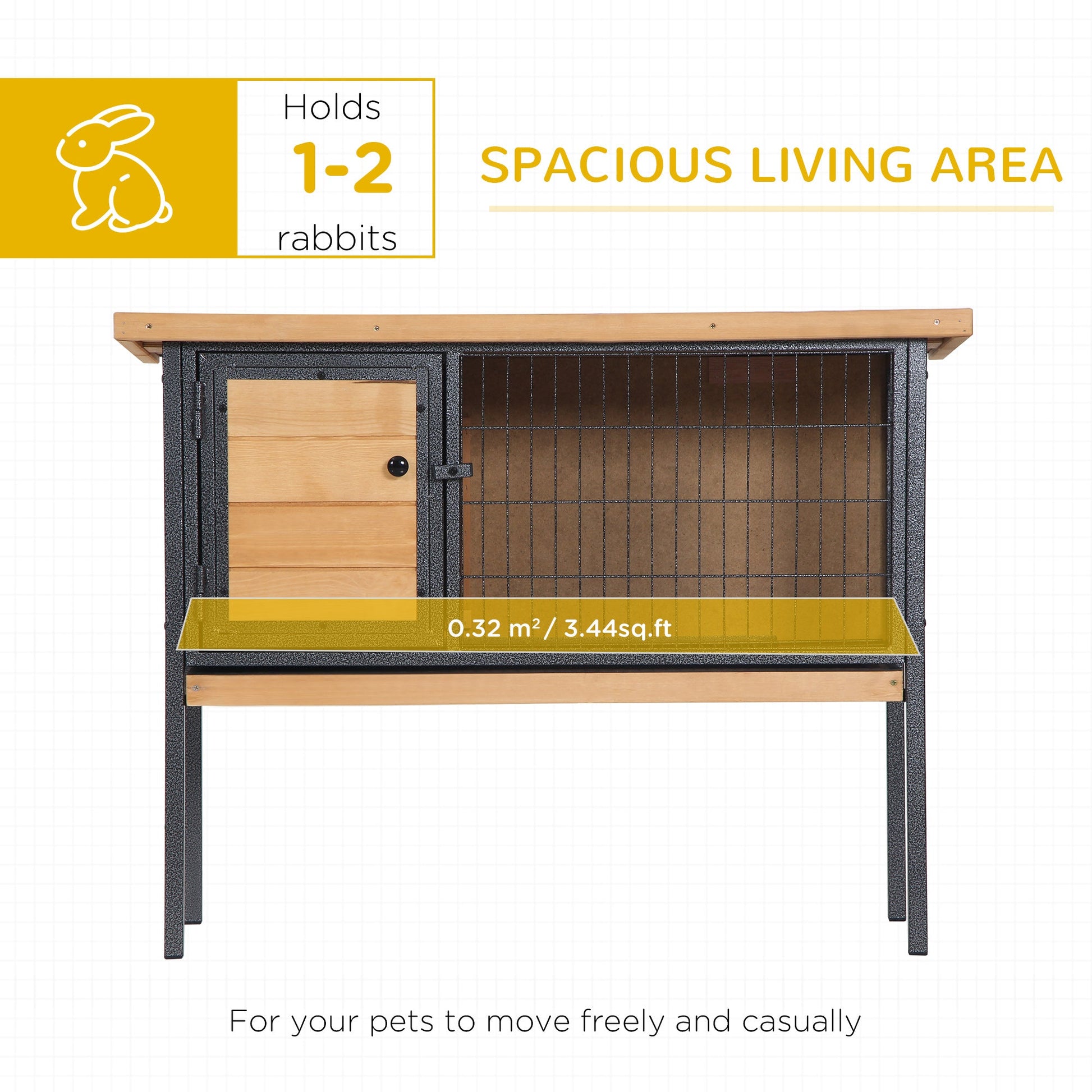 KFX-6060989 Elevated Rabbit Hutch Small Animal Habitat with Lockable Doors and Removable Tray