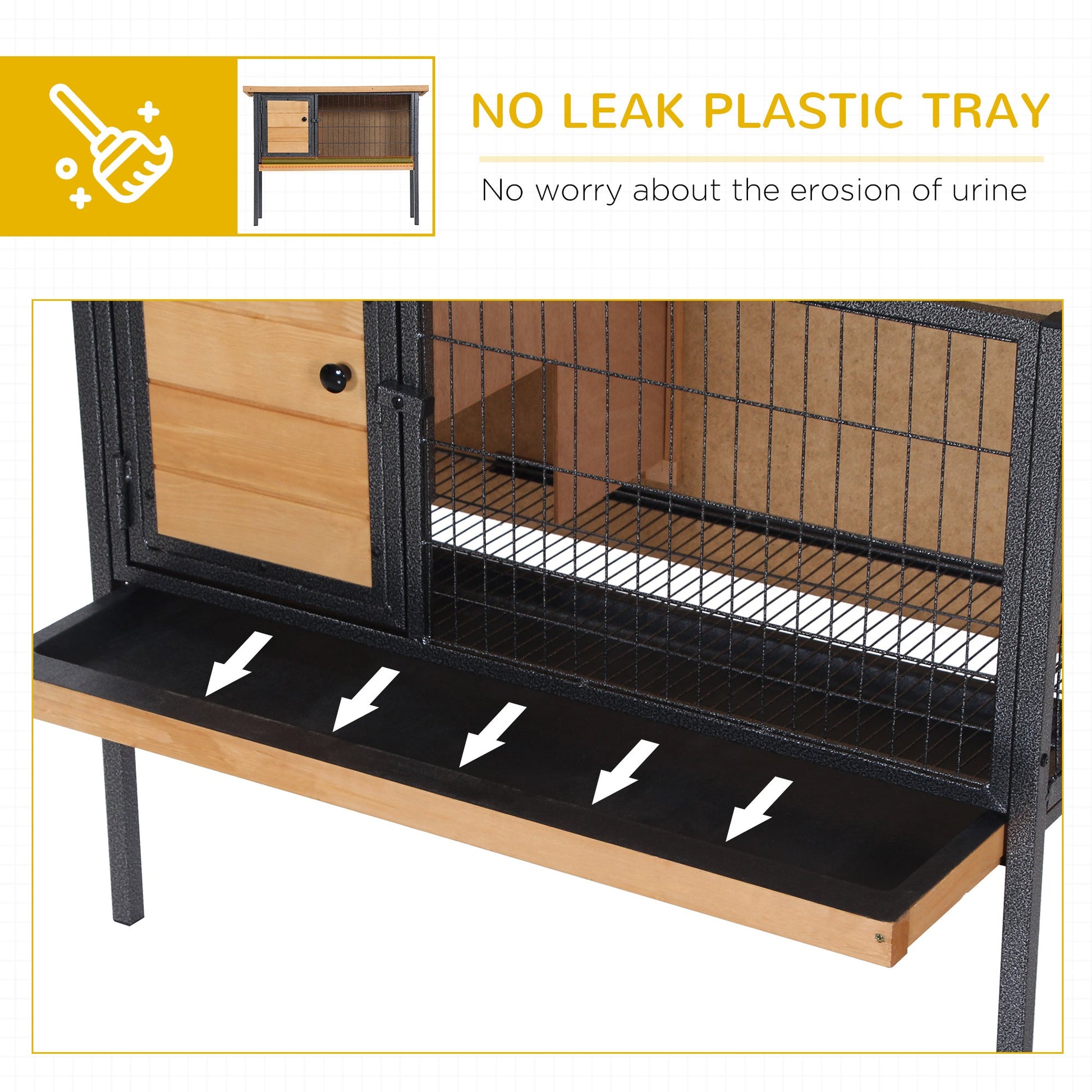 KFX-6060989 Elevated Rabbit Hutch Small Animal Habitat with Lockable Doors and Removable Tray