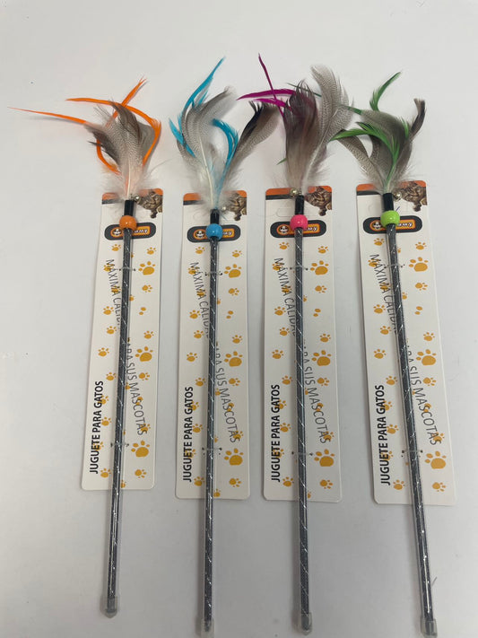 KFX-6062141 Two-Color Feather Cat Teaser Wand for Interactive Play