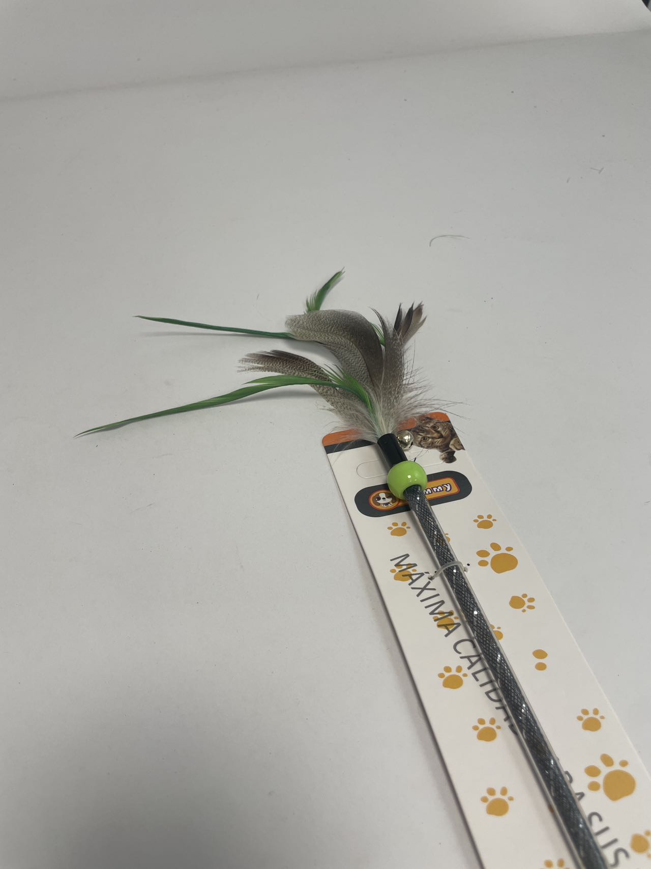 KFX-6062141 Two-Color Feather Cat Teaser Wand for Interactive Play