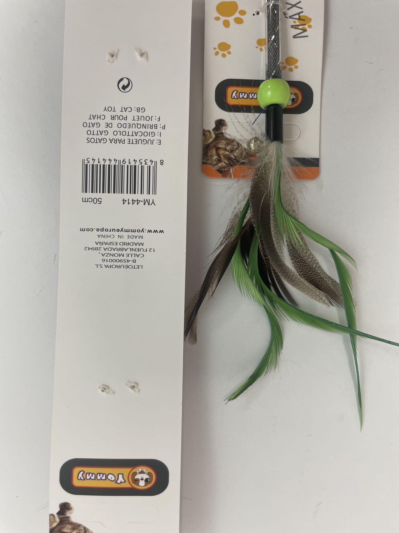 KFX-6062141 Two-Color Feather Cat Teaser Wand for Interactive Play