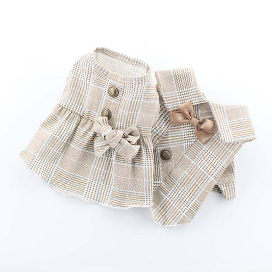 KFX-6064701 Khaki Suit Dress for Cats and Dogs - Stylish Pet Costume in Multiple Sizes
