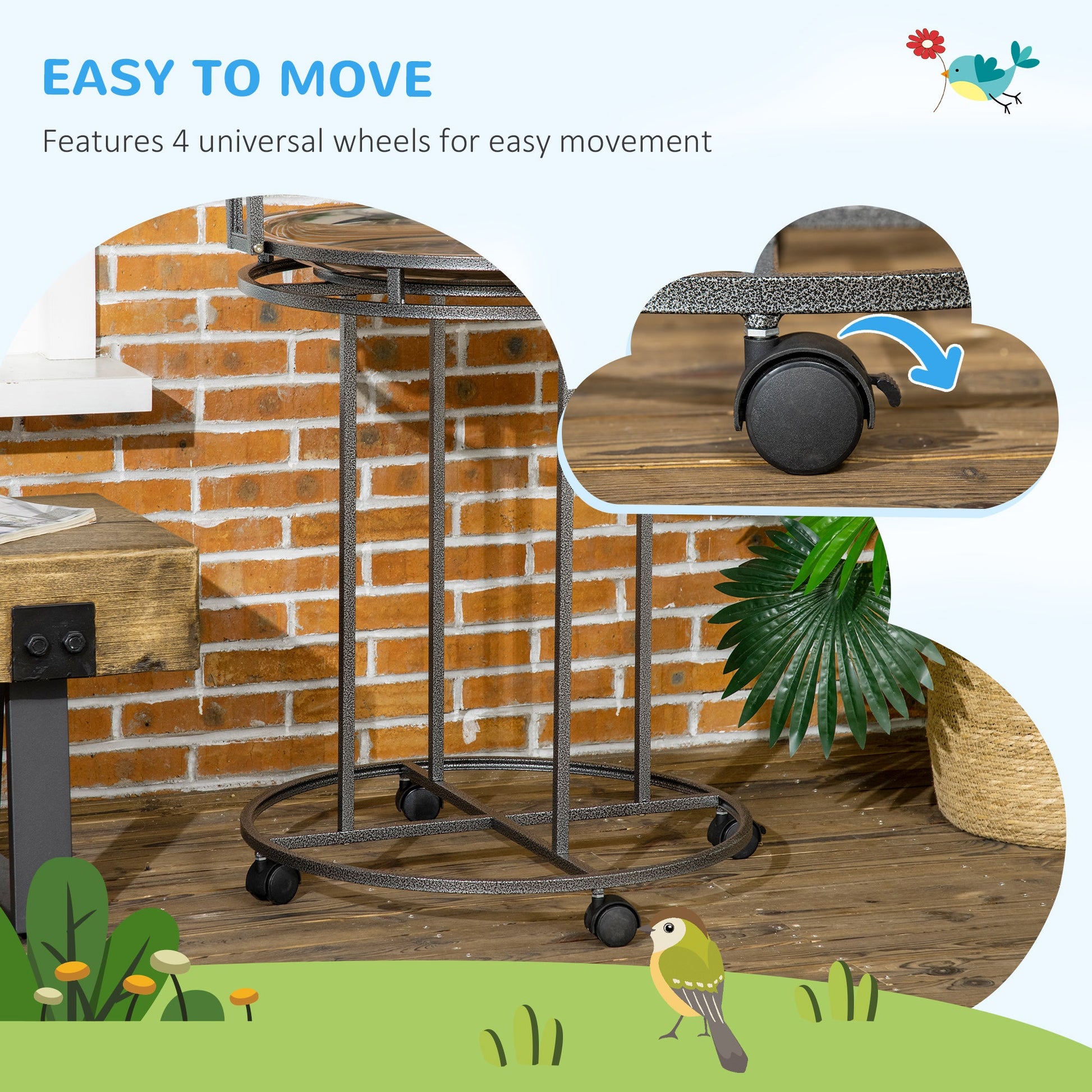 KFX-6064957 Large Bird Perch Stand with Toy Hook & 3 Ladders, Comfortable Wooden Perch for Parrots, Gray