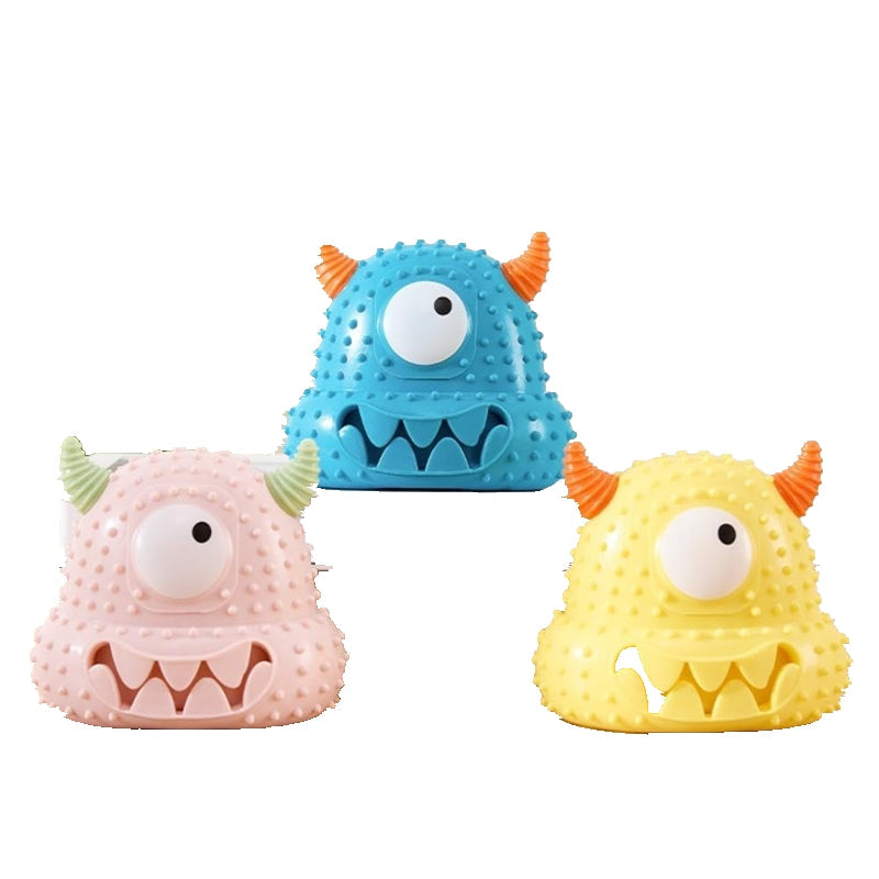 KFX-6065725 Interactive Little Monster Dog Toy - Bite-Resistant, Sound-Emitting, Snack Puzzle Game for Teeth Cleaning