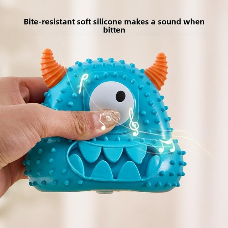KFX-6065725 Interactive Little Monster Dog Toy - Bite-Resistant, Sound-Emitting, Snack Puzzle Game for Teeth Cleaning