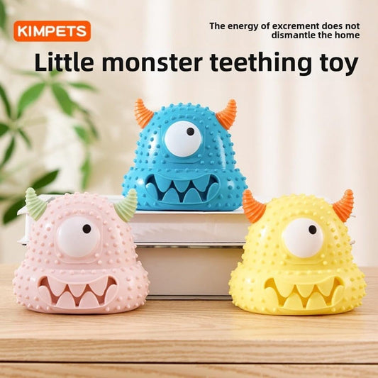 KFX-6065725 Interactive Little Monster Dog Toy - Bite-Resistant, Sound-Emitting, Snack Puzzle Game for Teeth Cleaning